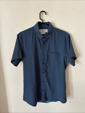 Mizzen+Main Dark Navy Short Sleeve Dot-Print Button-Down Shirt